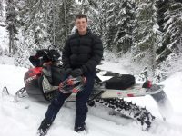 person on snowmobile